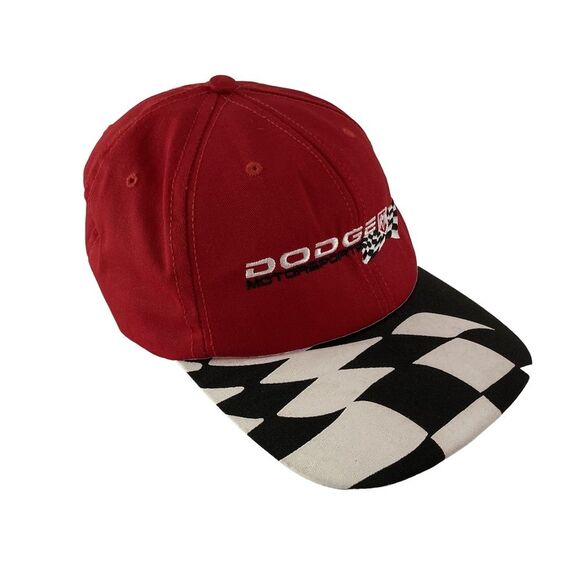 Dodge Other - Vintage Dodge Motorsport Snapback Hat Red Black White Checker Flag Cap NASCAR